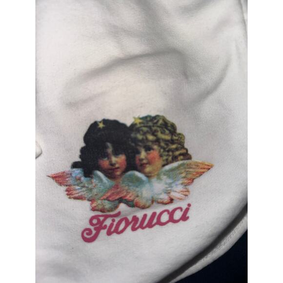 FIORUCCI WHITE FLEECE ANGEL LOGO SHORTS YOGA LOUNGE SWEATSHORTS - Picture 2 of 7